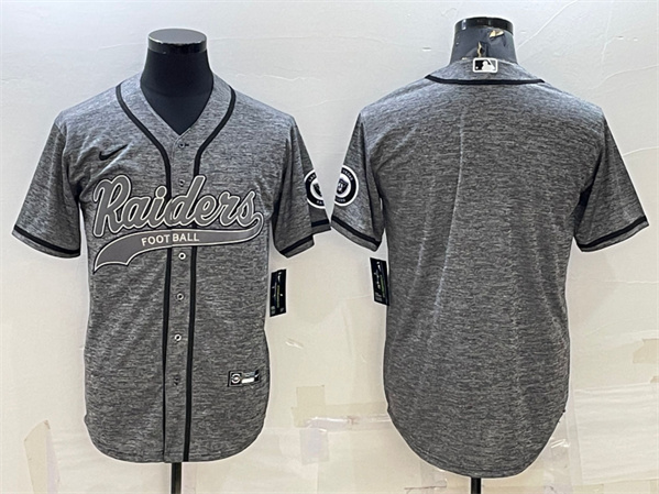 Men's Las Vegas Raiders Blank Gray With Patch Cool Base Stitched Baseball Jersey
